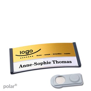 Namensschilder polar® alu-print Magnet 65 x 30 mm  | anthrazit  | gold  | smag® Magnet 