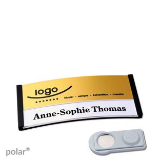 Namensschilder polar® alu-print Magnet 65 x 30 mm  | schwarz  | gold  | smag® Magnet 