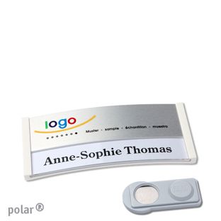 Namensschilder polar® alu-print Magnet 65 x 30 mm  | weiß  | silber  | smag® Magnet 