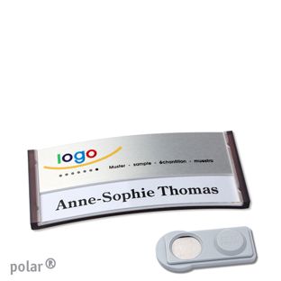 Namensschilder polar® alu-print Magnet 65 x 30 mm  | transluzent|anthrazit  | silber  | smag® Magnet 