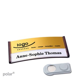 Namensschilder polar® alu-print Magnet 65 x 30 mm  | transluzent|anthrazit  | gold  | smag® Magnet 