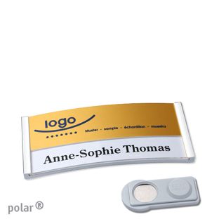 Namensschilder polar® alu-print Magnet 65 x 30 mm  | chrom  | gold  | smag® Magnet 