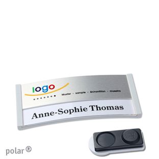 Namensschilder polar® alu-print Magnet 65 x 30 mm  | hellgrau  | silber  | smag® Magnet, extra stark 