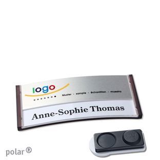 Namensschilder polar® alu-print Magnet 65 x 30 mm  | transluzent|anthrazit  | silber  | smag® Magnet, extra stark 