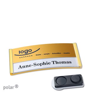 Namensschilder polar® alu-print Magnet 65 x 30 mm  | gold  | gold  | smag® Magnet, extra stark 