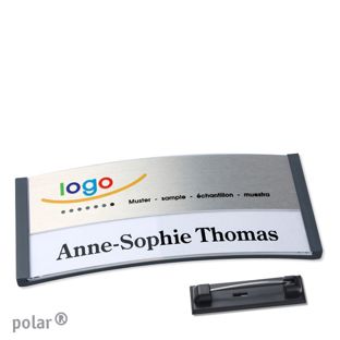 Namensschilder polar® alu-print Nadel 74 x 34 mm  | anthrazit  | silber 