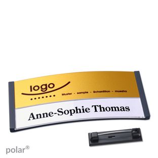 Namensschilder polar® alu-print Nadel 74 x 34 mm  | anthrazit  | gold 