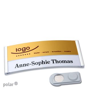 Namensschilder polar® alu-print Magnet 74 x 34 mm  | chrom  | gold  | smag® Magnet 