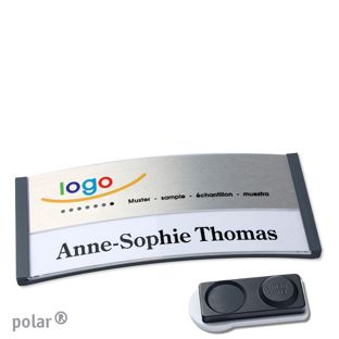 Namensschilder polar® alu-print Magnet 74 x 34 mm  | anthrazit  | silber  | smag® Magnet, extra stark 