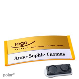 Namensschilder polar® alu-print Magnet 74 x 34 mm  | gelb  | gold  | smag® Magnet, extra stark 