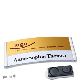 Namensschilder polar® alu-print Magnet 74 x 34 mm  | edelstahl  | gold  | smag® Magnet, extra stark 