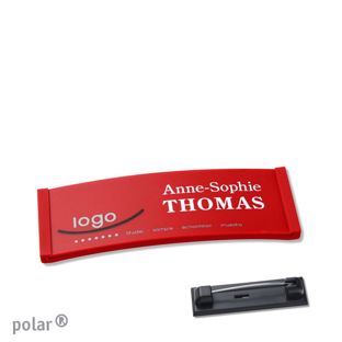 Namensschilder polar® color-complete magnet 64 x 22 mm  | rot  | Edelstahl-Rastnadel 