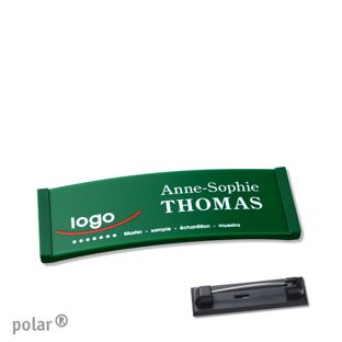 Namensschilder polar® color-complete magnet 64 x 22 mm  | grün  | Edelstahl-Rastnadel 