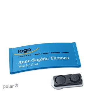 Namensschilder polar® color-complete magnet 65 x 30 mm  | mittelblau  | smag® Magnet, extra stark 