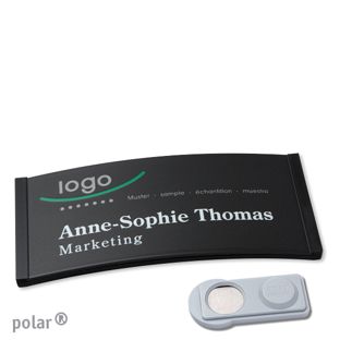 Namensschilder polar® color-complete magnet 74 x 34 mm  | schwarz  | smag® Magnet 