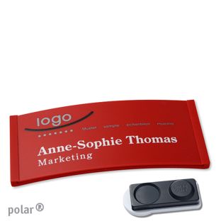 Namensschilder polar® color-complete magnet 74 x 34 mm  | rot  | smag® Magnet, extra stark 