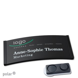Namensschilder polar® color-complete magnet 74 x 34 mm  | schwarz  | smag® Magnet, extra stark 