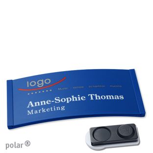 Namensschilder polar® color-complete magnet 74 x 34 mm  | blau  | smag® Magnet, extra stark 