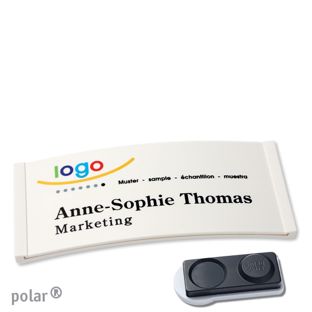Namensschilder polar® color-complete magnet 74 x 34 mm  | weiß  | smag® Magnet, extra stark 