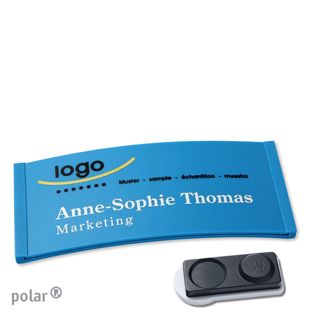 Namensschilder polar® color-complete magnet 74 x 34 mm  | mittelblau  | smag® Magnet, extra stark 
