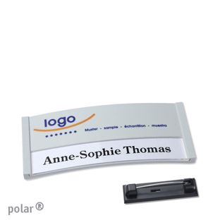 Namensschilder polar® color-print Nadel 65 x 30 mm  | hellgrau 