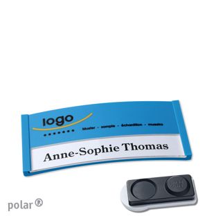 Namensschilder polar® color-print Magnet 65 x 30 mm  | mittelblau  | smag® Magnet, extra stark 