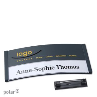 Namensschilder polar® color-print Nadel 74 x 34 mm  | anthrazit 