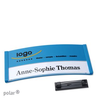 Namensschilder polar® color-print Nadel 74 x 34 mm  | mittelblau 