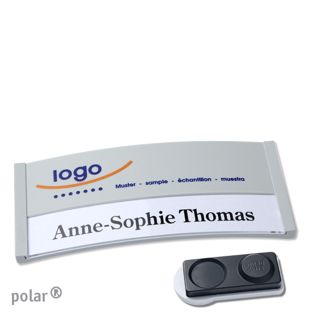 Namensschilder polar® color-print Magnet 74 x 34 mm  | hellgrau  | smag® Magnet, extra stark 