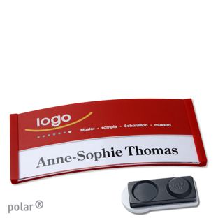 Namensschilder polar® color-print Magnet 74 x 34 mm  | rot  | smag® Magnet, extra stark 