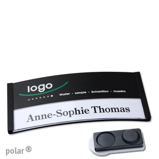 Namensschilder polar® color-print Magnet 74 x 34 mm  | schwarz  | smag® Magnet, extra stark 