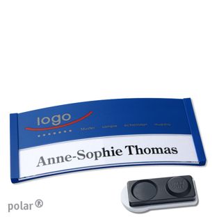 Namensschilder polar® color-print Magnet 74 x 34 mm  | blau  | smag® Magnet, extra stark 
