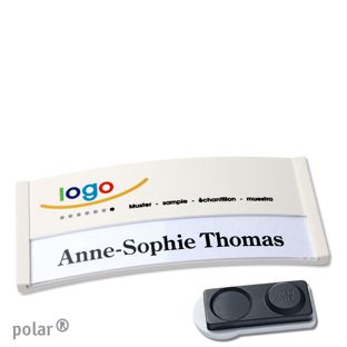 Namensschilder polar® color-print Magnet 74 x 34 mm  | weiß  | smag® Magnet, extra stark 