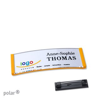 Namensschilder polar® quick-print Nadel 64 x 22 mm  | gelb 