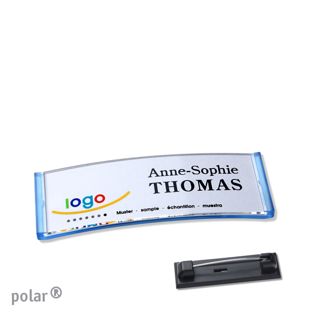 Namensschilder polar® quick-print Nadel 64 x 22 mm  | transluzent|blau 