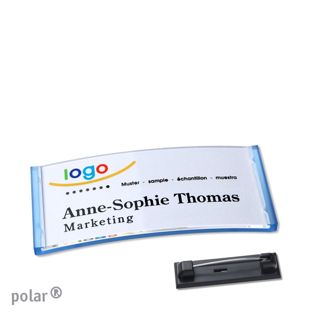 Namensschilder polar® quick-print Nadel 65 x 30 mm  | transluzent|blau 