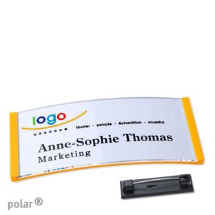 Namensschilder polar® quick-print Nadel 74 x 34 mm  | gelb 