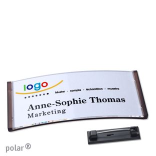 Namensschilder polar® quick-print Nadel 74 x 34 mm  | transluzent|anthrazit 