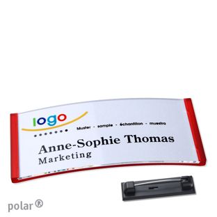 Namensschilder polar® quick-print Nadel 74 x 34 mm  | transluzent|rot 