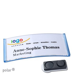 Namensschilder polar® quick-print Magnet 74 x 34 mm  | smag® Magnet, extra stark  | transluzent|blau 