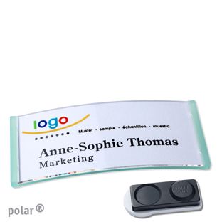 Namensschilder polar® quick-print Magnet 74 x 34 mm  | smag® Magnet, extra stark  | transluzent|grün 