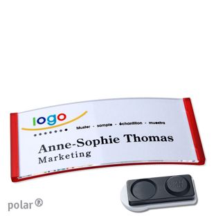 Namensschilder polar® quick-print Magnet 74 x 34 mm  | smag® Magnet, extra stark  | transluzent|rot 