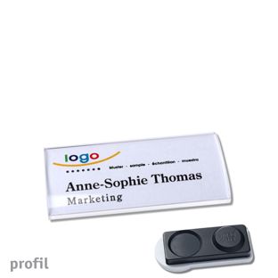 Namensschilder PROFIL, magnetisch 60 x 27 mm  | smag® Magnet, extra stark 