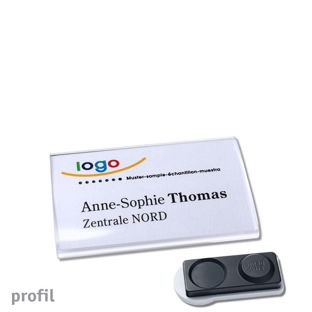Namensschilder PROFIL, magnetisch 60 x 37 mm  | smag® Magnet, extra stark 