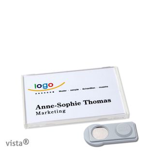 Namensschilder VISTA, magnetisch 60 x 37 mm  | weiß  | smag® Magnet 