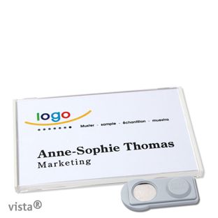 Namensschilder VISTA, magnetisch 75 x 47 mm  | weiß  | smag® Magnet 