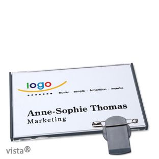 Namensschild mit Klammer VISTA 75 x 47 mm  | anthrazit 