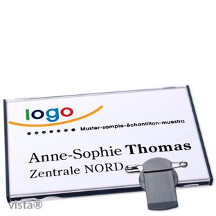 Namensschild mit Klammer VISTA 85 x 54 mm  | anthrazit 