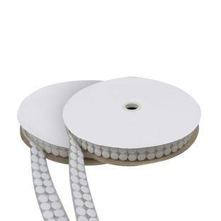 Klettpunkte auf Rolle, Set - Haken & Flausch  | 13 mm | weiß 