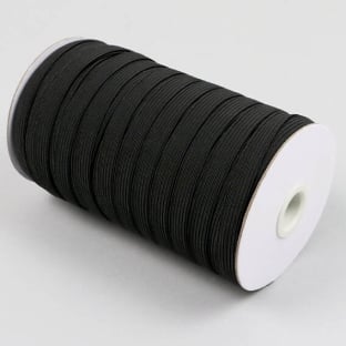 Gummizugschnüre auf Rolle, 10 mm, flach, schwarz (Rolle mit 80 m) 